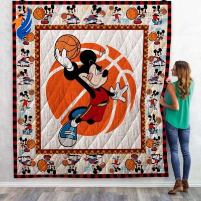 Mickey Mouse Quilt Blanket, Mickey Mouse Basketball 3D Quilt Blanket - Blanket Home Decor Gift
