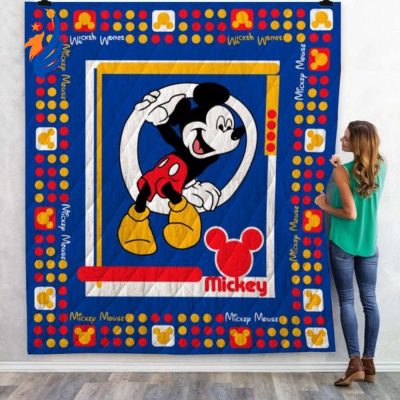 Mickey Mouse Quilt Blanket, Mickey Mouse Blue 3D Quilt Blanket - Blanket Home Decor Gift