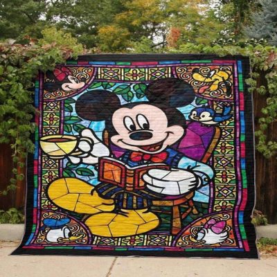 Mickey Mouse Quilt Blanket, Mickey Mouse Book Coffee Quilt Blanket - Blanket Home Decor Gift