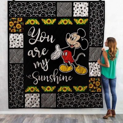Mickey Mouse Quilt Blanket, Mickey Mouse My Sunshine Quilt Blanket - Blanket Home Decor Gift
