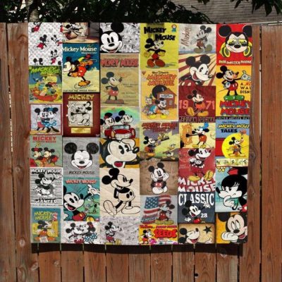Mickey Mouse Quilt Blanket, Mickey Mouse Timeline 9 Years 3D Quilt Blanket - Blanket Home Decor Gift