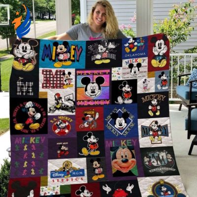 Mickey Mouse Quilt Blanket, Mickey Timeline Years 3D Quilt Blanket - Blanket Home Decor Gift