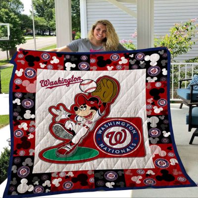 Mickey Mouse Quilt Blanket, Mickey Washington Nationals 3D Quilt Blanket - Blanket Home Decor Gift