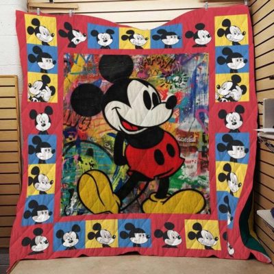Mickey Mouse Quilt Blanket, Mickey Years 3D Quilt Blanket - Blanket Home Decor Gift