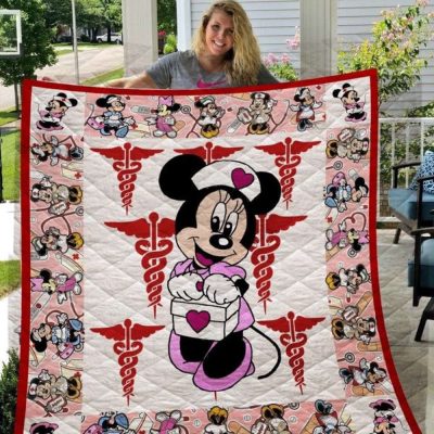 Mickey Mouse Quilt Blanket, Minnie Mouse Nursing Fabric 3D Quilt Blanket - Blanket Home Decor Gift