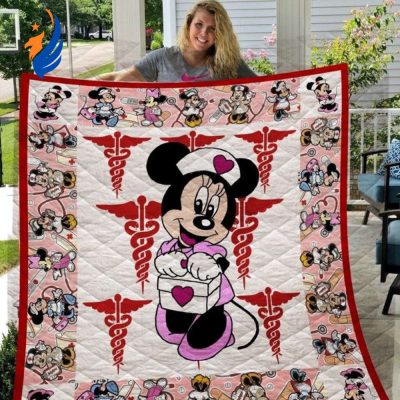 Mickey Mouse Quilt Blanket, Minnie Mouse Nursing Fabric 3D Quilt Blanket - Blanket Home Decor Gift