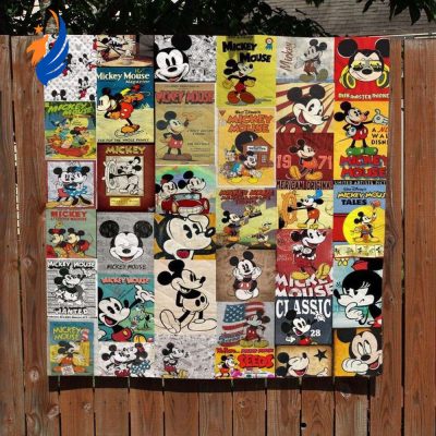 Mickey Mouse Timeline 90Th Years Customize Quilt Blanket Mickey Mouse 90th Anniversary Custom Quilt Bedding Set - Blanket Home Decor Gift