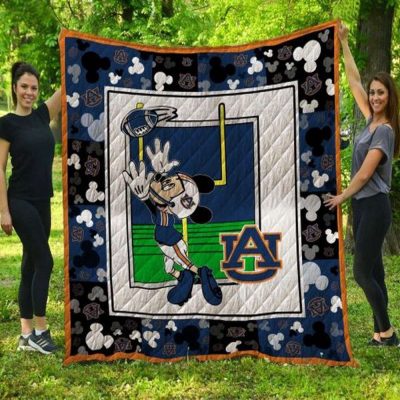 Mickey Ncaa Auburn Tigers Great Combined Quilt Blanket NCAA Auburn Tigers Mickey Mouse Quilt Bedding Set - Blanket Home Decor Gift