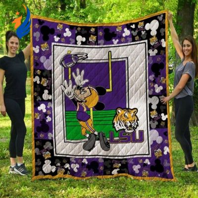 Mickey Ncaa Lsu Tigers Collected Quilt Blanket NCAA LSU Tigers Mickey Mouse Quilt Bedding Set - Blanket Home Decor Gift