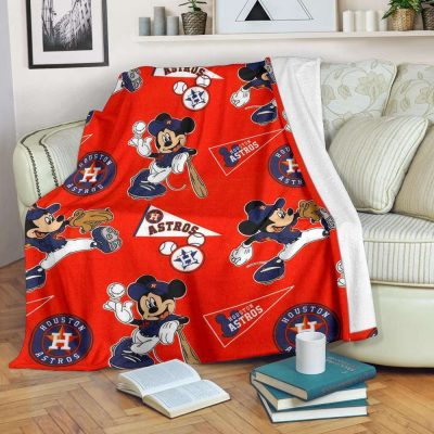 Mickey Plays Astros Fleece Blanket For Baseball Fan - Blanket Home Decor Gift Mickey Plays Astros Fleece Blanket For Baseball Fan - Blanket Home Decor Gift