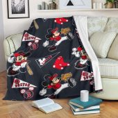 Mickey Plays Red Sox Fleece Blanket For Baseball Fan Blanket Home Decor Gift 1.jpeg - demo10