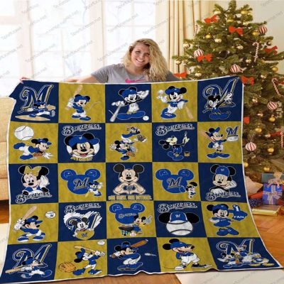 Milwaukee Brewers Baseball Fan Quilt Blanket with Mickey Cozy and Warm - Blanket Home Decor Gift