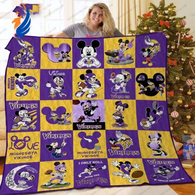 Minnesota Vikings Disney Mickey Mouse Quilt Blanket NFL Minnesota Vikings Mickey Mouse Quilt Bedding Set - Blanket Home Decor Gift