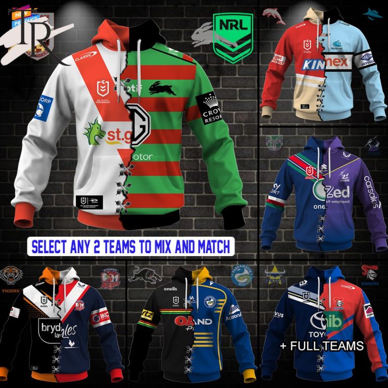 Mix 2 NRL Teams Select Any 2 Teams to Mix and Match! Hoodie