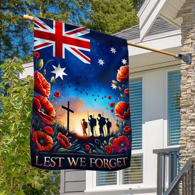 FLAGWIX Anzac Day Australia Flag Lest We Forget Australian Veteran Kneeling The Cross Flag MLN2536F - Flagwix FLAGWIX Anzac Day Australia Flag Lest We Forget Australian Veteran Kneeling The Cross Flag MLN2536F - Flagwix