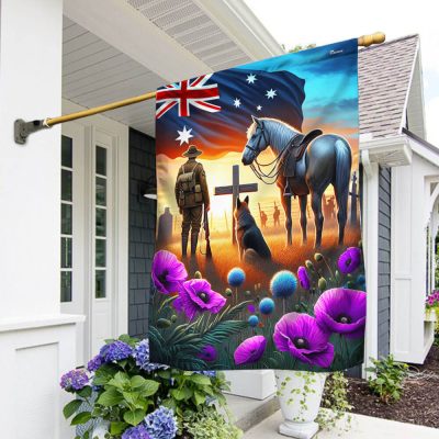 FLAGWIX Anzac Day Animals in War Purple Poppy Australia Flag MLN2834F - Flagwix FLAGWIX Anzac Day Animals in War Purple Poppy Australia Flag MLN2834F - Flagwix