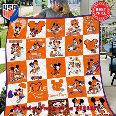 NCAA Clemson Tigers Math Disney Mickey Quilt Blanket - Blanket Home Decor Gift