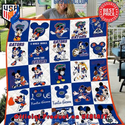 NCAA Florida Gators Math Disney Mickey Quilt Blanket - Blanket Home Decor Gift