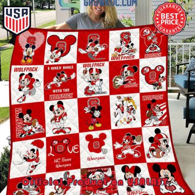 NCAA NC State Wolfpack Math Disney Mickey Quilt Blanket - Blanket Home Decor Gift