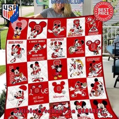 NCAA NC State Wolfpack Math Disney Mickey Quilt Blanket - Blanket Home Decor Gift