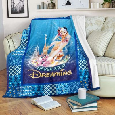 Never Stop Dreaming Mickey Fleece Blanket Gift Idea - Blanket Home Decor Gift