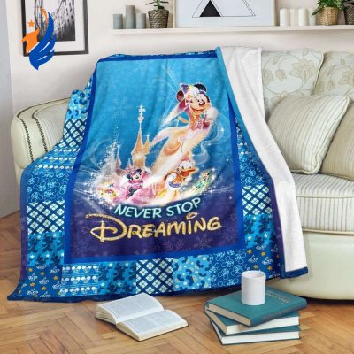 Never Stop Dreaming Mickey Fleece Blanket Gift Idea - Blanket Home Decor Gift