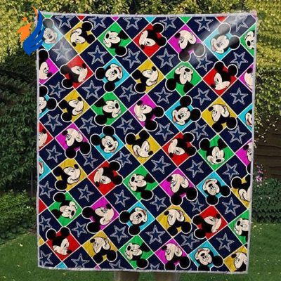 Nfl Us Football Dallas Cowboys Mickey 3d Quilt Blanket NFL Dallas Cowboys 3D Mickey Mouse Quilt Bedding Set - Blanket Home Decor Gift