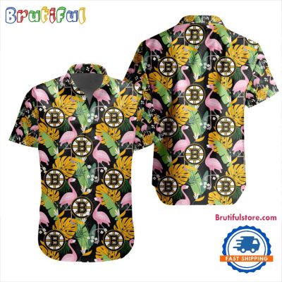 NHL Boston Bruins Special Flamingo Hawaiian Design Button Shirt