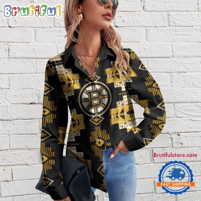 NHL Boston Bruins Special Native American Women's Casual Shirt, Hockey Women's Casual Shirt