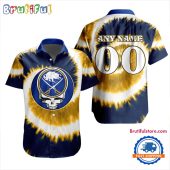 NHL Buffalo Sabres Grateful Dead Tie-Dye Hawaiian Design Button Shirt