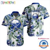 NHL Buffalo Sabres Hockey Tropical Flower Hawaiian Design Button Shirt