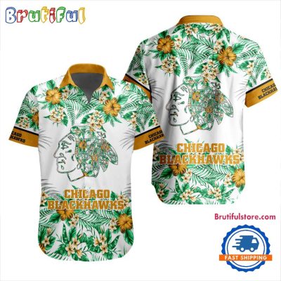 NHL Chicago Blackhawks Special Flower Tropical Design Hawaiian Button Shirt