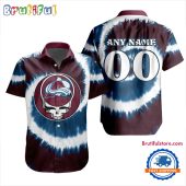 NHL Colorado Avalanche Grateful Dead Tie-Dye Hawaiian Design Button Shirt