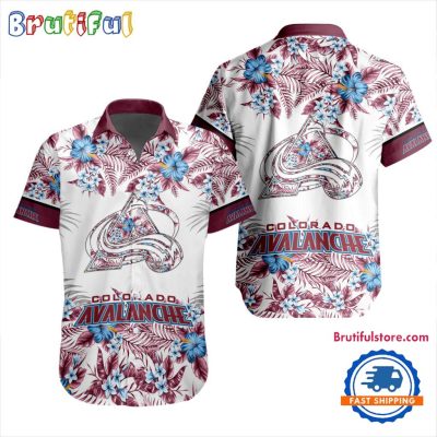 NHL Colorado Avalanche Special Flower Tropical Design Hawaiian Button Shirt