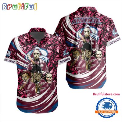 NHL Colorado Avalanche Special Movies Character Halloween Design Hawaiian Button Shirt