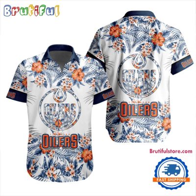 NHL Edmonton Oilers Special Flower Tropical Design Hawaiian Button Shirt