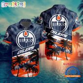 NHL Edmonton Oilers Special Palm Tree Hawaiian Button Shirt