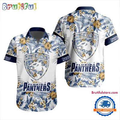 NHL Florida Panthers Special Flower Tropical Design Hawaiian Button Shirt