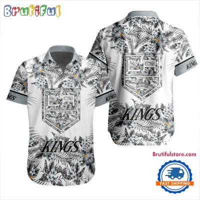 NHL Los Angeles Kings Special Flower Tropical Design Hawaiian Button Shirt