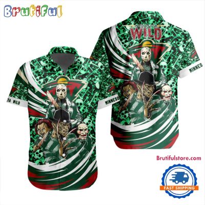 NHL Minnesota Wild Special Movies Character Halloween Design Hawaiian Button Shirt