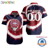 NHL Montreal Canadiens Grateful Dead Tie-Dye Hawaiian Design Button Shirt