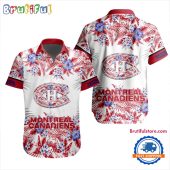 NHL Montreal Canadiens Special Flower Tropical Design Hawaiian Button Shirt