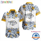 NHL Nashville Predators Special Flower Tropical Design Hawaiian Button Shirt