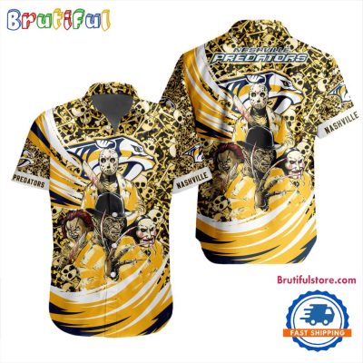 NHL Nashville Predators Special Movies Character Halloween Design Hawaiian Button Shirt