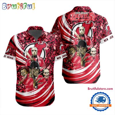 NHL New Jersey Devils Special Movies Character Halloween Design Hawaiian Button Shirt