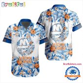 NHL New York Islanders Special Flower Tropical Design Hawaiian Button Shirt