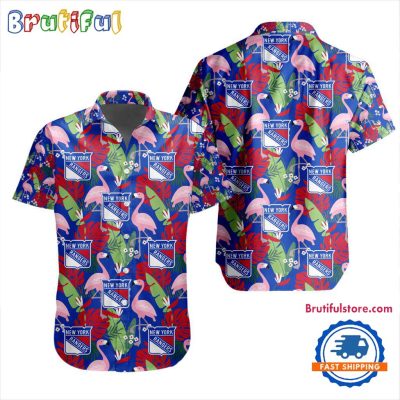 NHL New York Rangers Special Flamingo Hawaiian Design Button Shirt