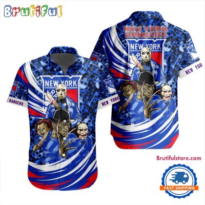 NHL New York Rangers Special Movies Character Halloween Design Hawaiian Button Shirt