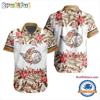 NHL Ottawa Senators Special Flower Tropical Design Hawaiian Button Shirt