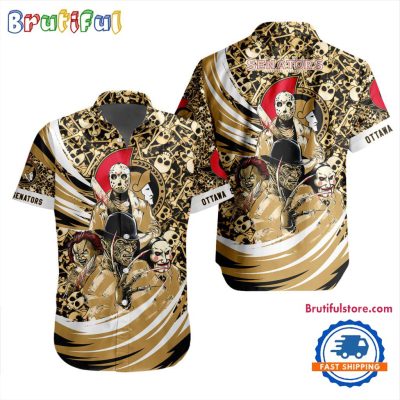 NHL Ottawa Senators Special Movies Character Halloween Design Hawaiian Button Shirt